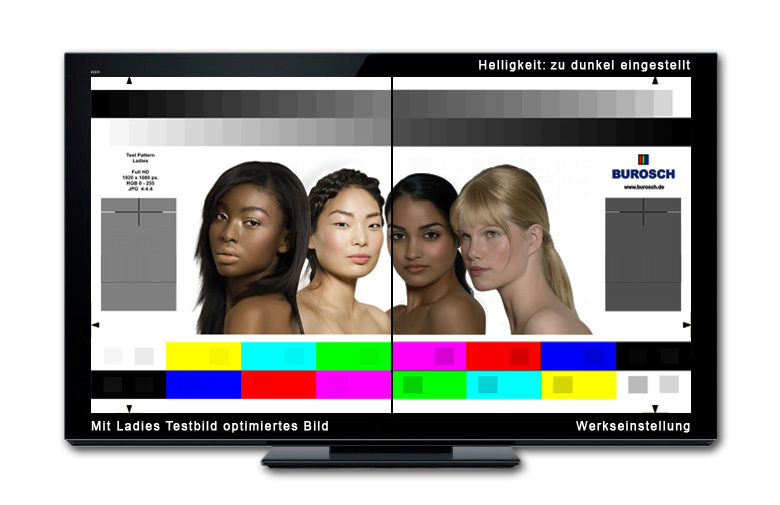 Basis TV Testbild Helligkeit für die korrekte TV Menüeinstellung