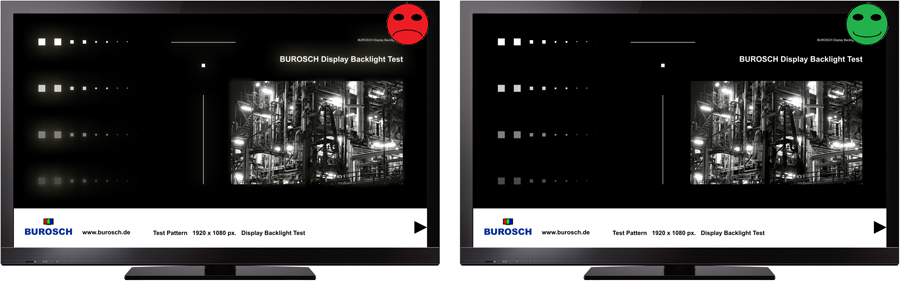 Burosch Backlight Testbild Schlecht / Gut Vergleich