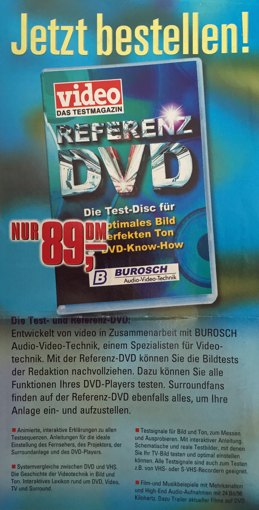 Burosch, video Das Testmagazin: Werbeanzeige Referenz DVD